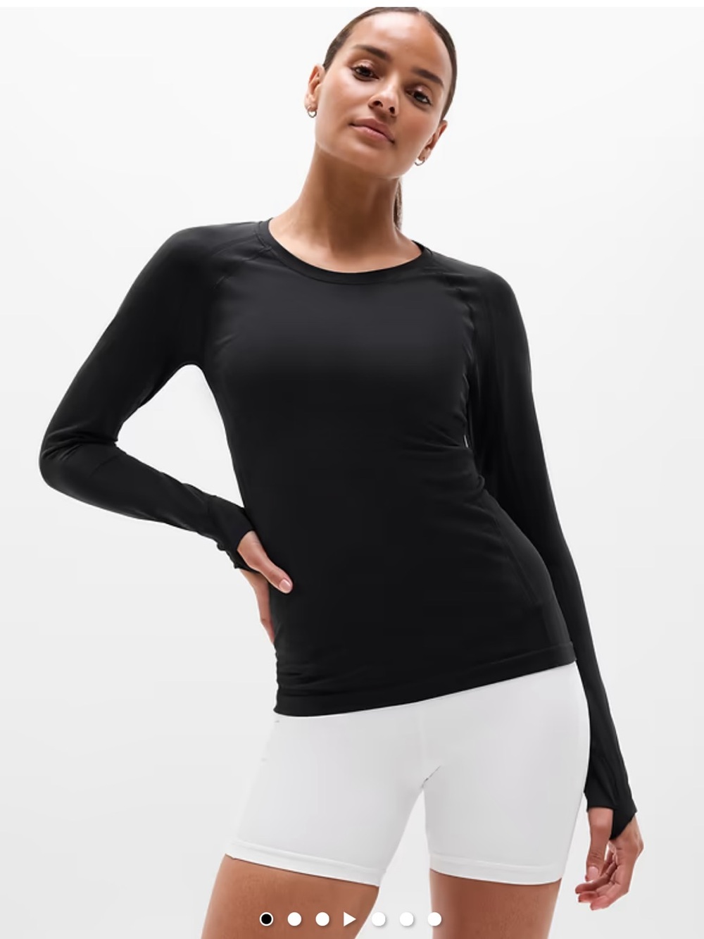 Athleta Seamless Momentum Navy Blue Long Sleeve Active Top Tee Size M Medium